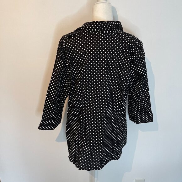 Lane Bryant NWT Black & White Polka Dot 3/4 Sleeve Shirt size 14/16 - Picture 2 of 4